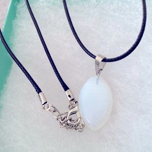 Natural Opal Drop Necklace on Black Cord 16-18”